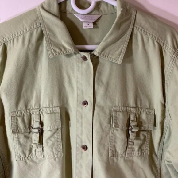 CJ Banks Light Green Utility button Front Jacket - Picture 3 of 7